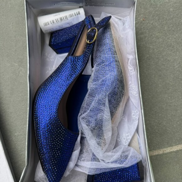 Valenti Franco Rhinestone Blue Pointed Toe Slingback Evening Shoes - Size 8.5M - Picture 6 of 7